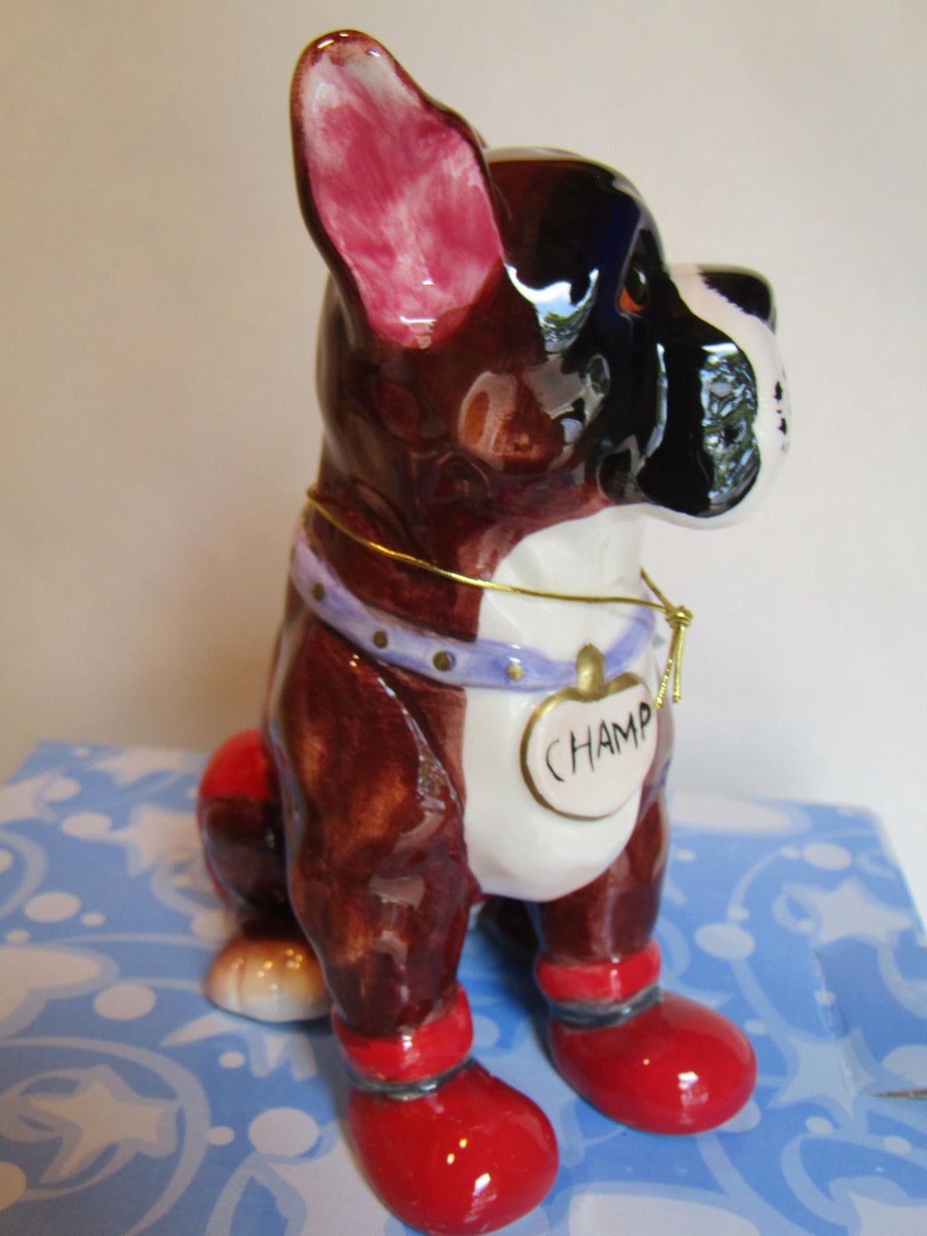 WhimsiClay Boxer Dog Figurine, Dog Lover Gift with Pins