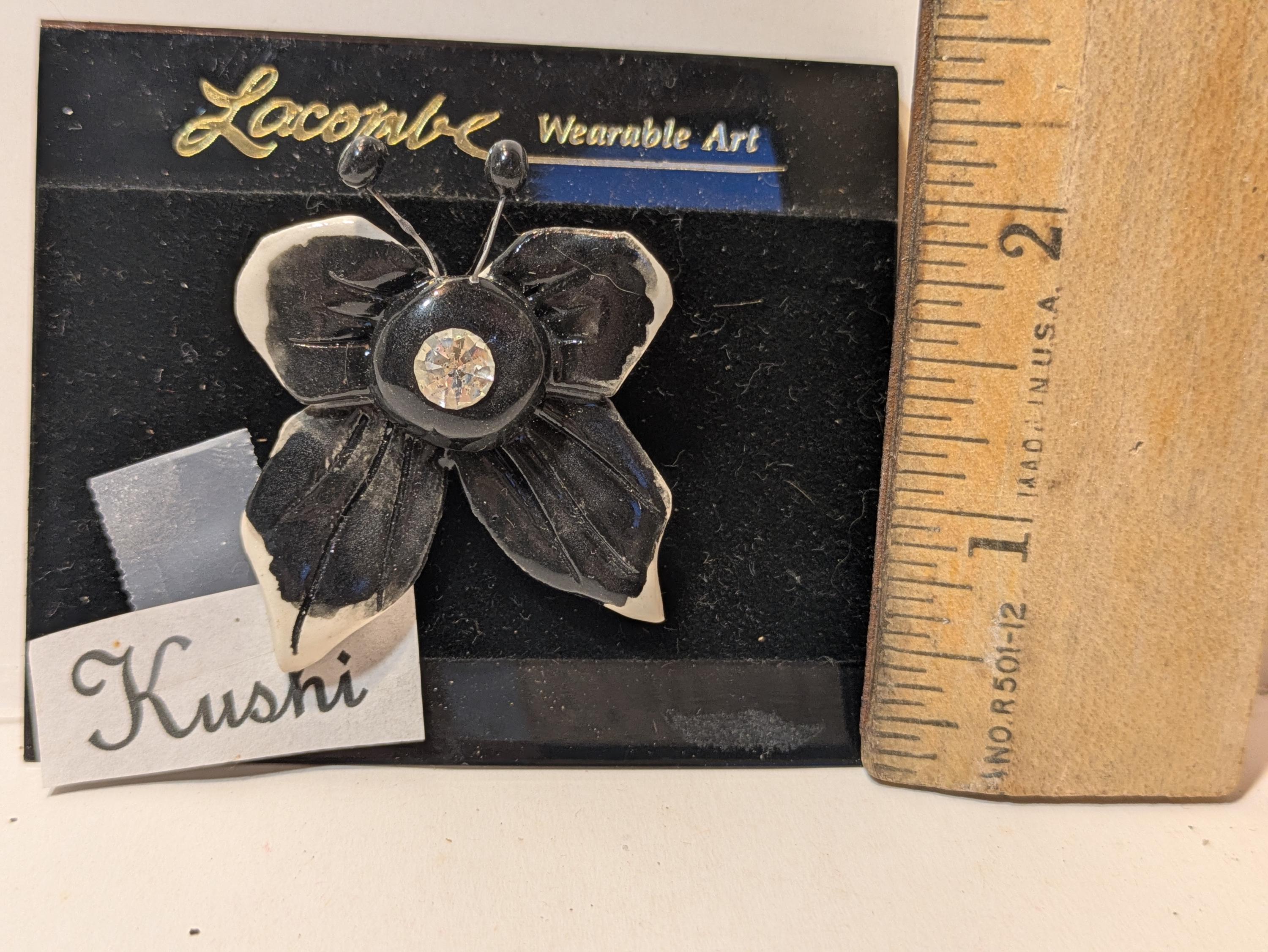 Kushi — Vintage WhimsiClay Handmade Ceramic Butterfly Pin by Amy Lacombe