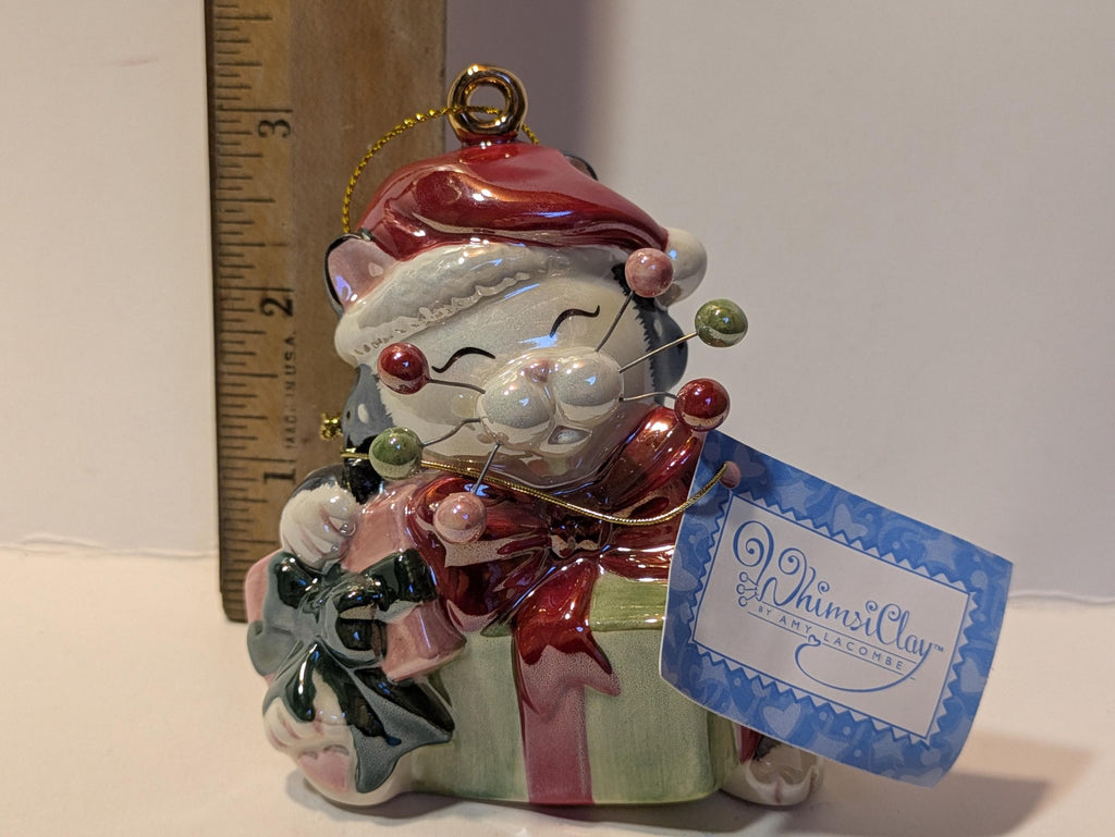 Noel — Rare WhimsiClay Colorful Tuxedo Cat Ornament