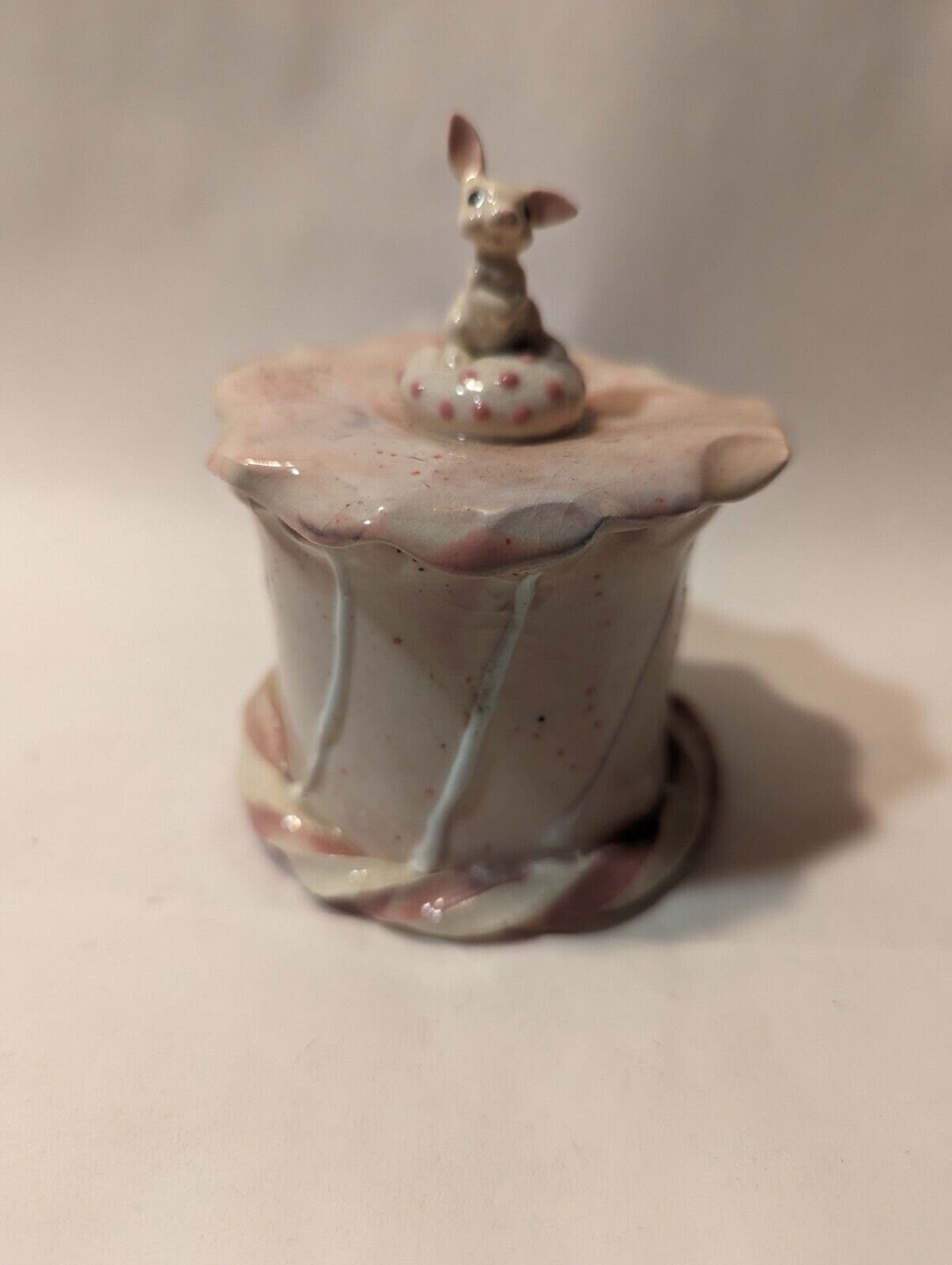 Tiny White Bunny — Vintage WhimsiClay Covered Jar by Amy Lacombe