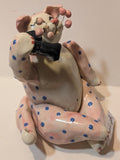 Paisleigh — Vintage 1999 WhimsiClay Pink Polka Dot Cat with Phone Receiver by Amy Lacombe