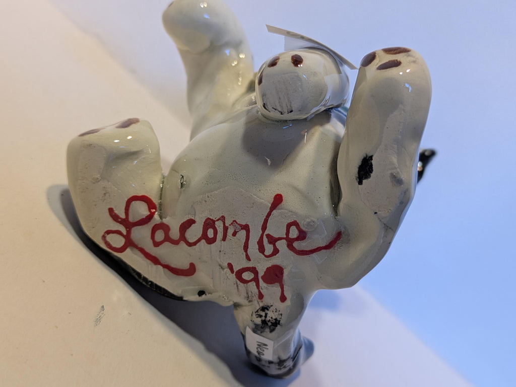 Black and White WhimsiClay Dog Original Candle Holder “Nekko” (1999) – Amy Lacombe