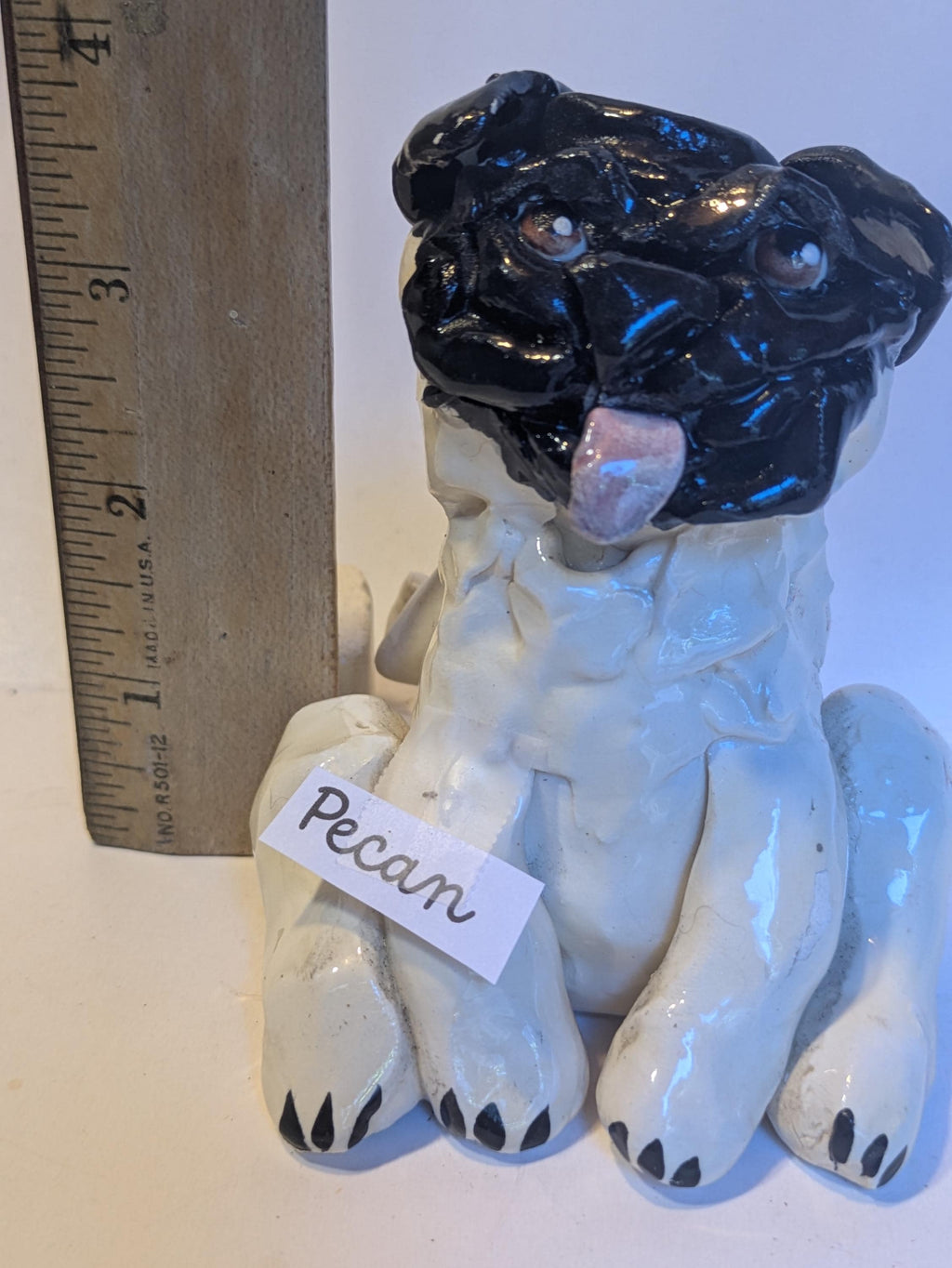 Pecan — WhimsiClay Vintage Pretty Little Pug Sculpture by Amy Lacombe