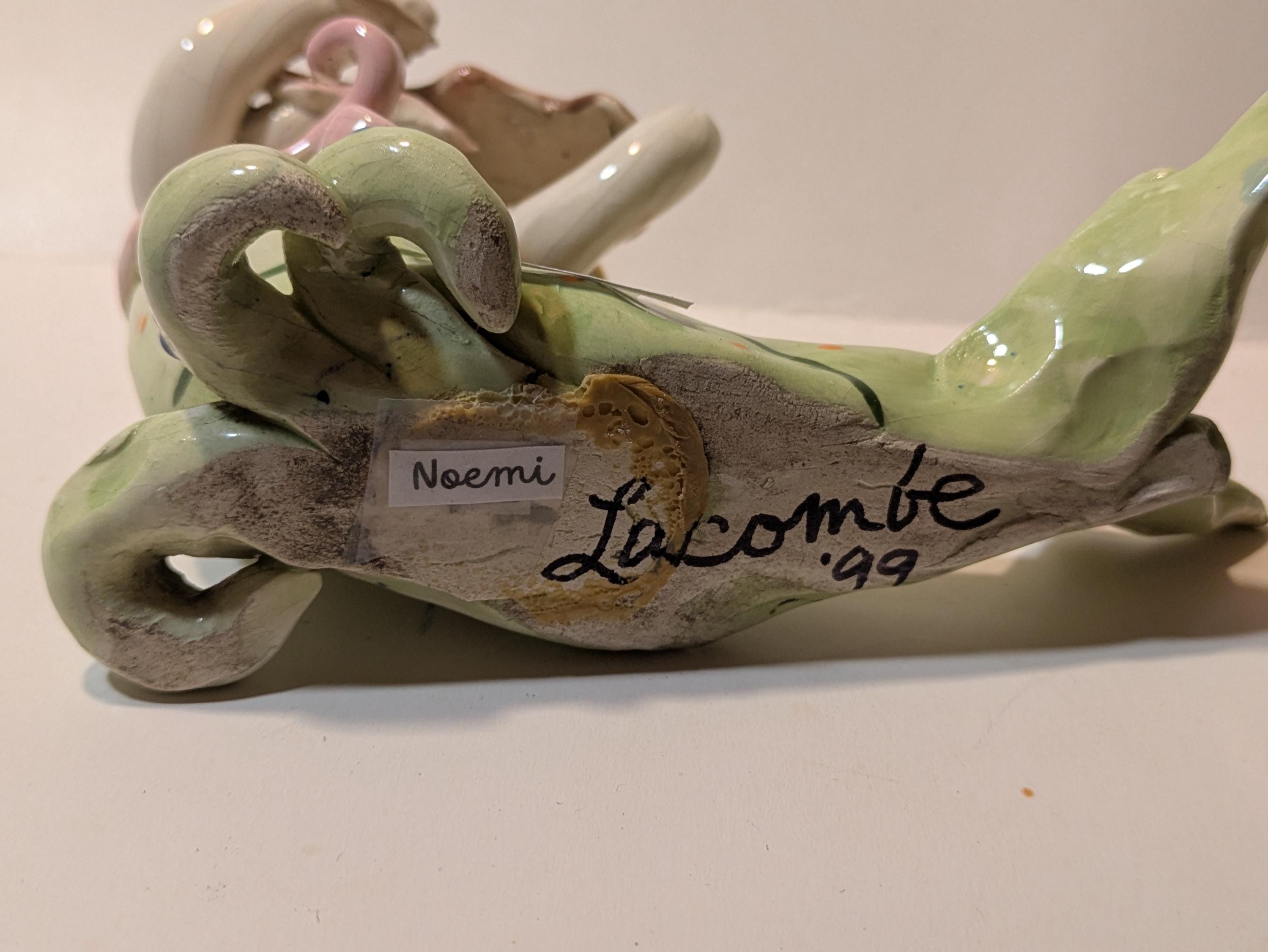 Noemi — Vintage WhimsiClay Mermaid Playing Violin, Signed by Amy Lacombe