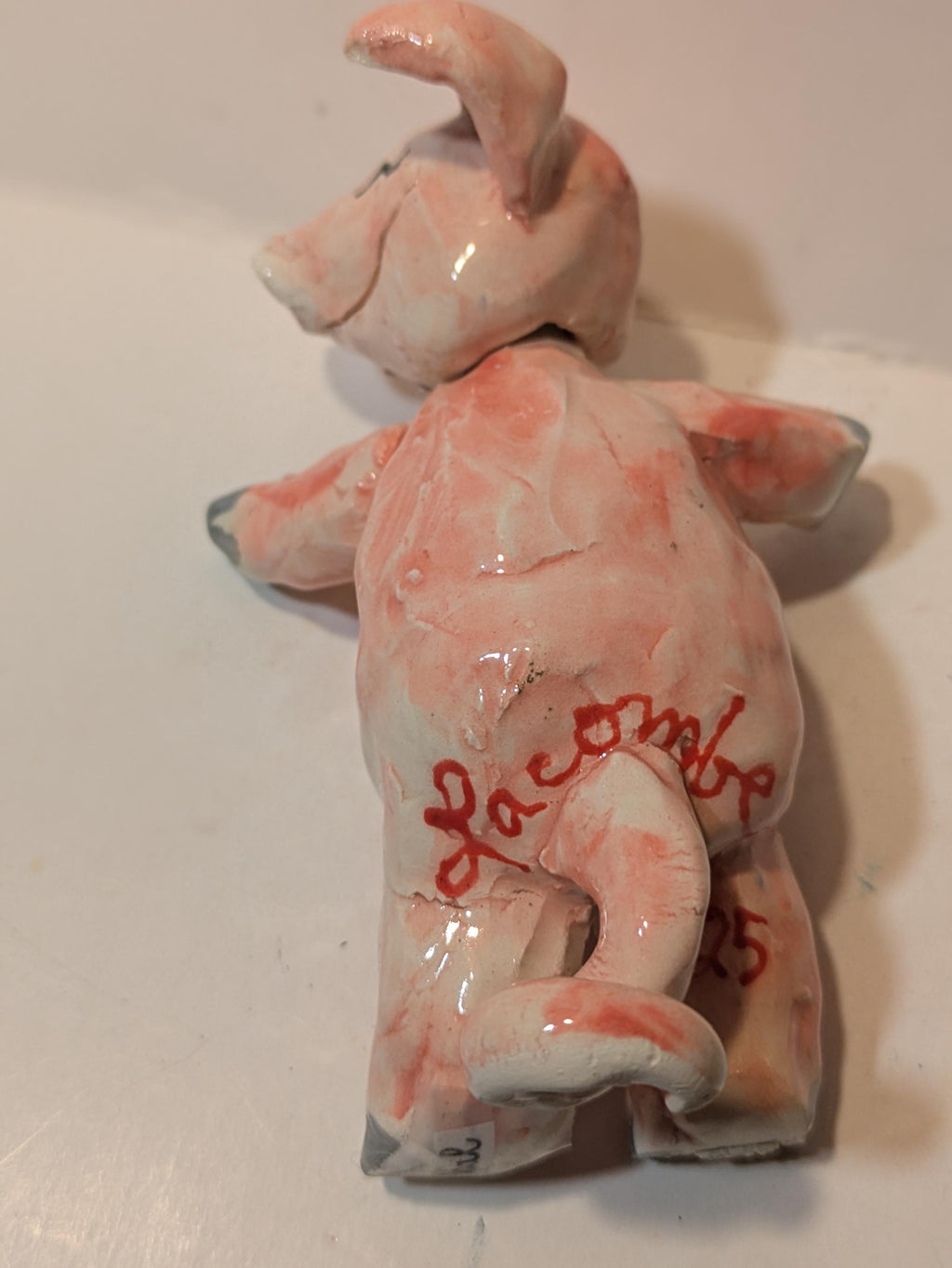 Pretty Pink Piggy Opal, Posable Head, WhimsiClay Sculpture, Amy Lacombe original