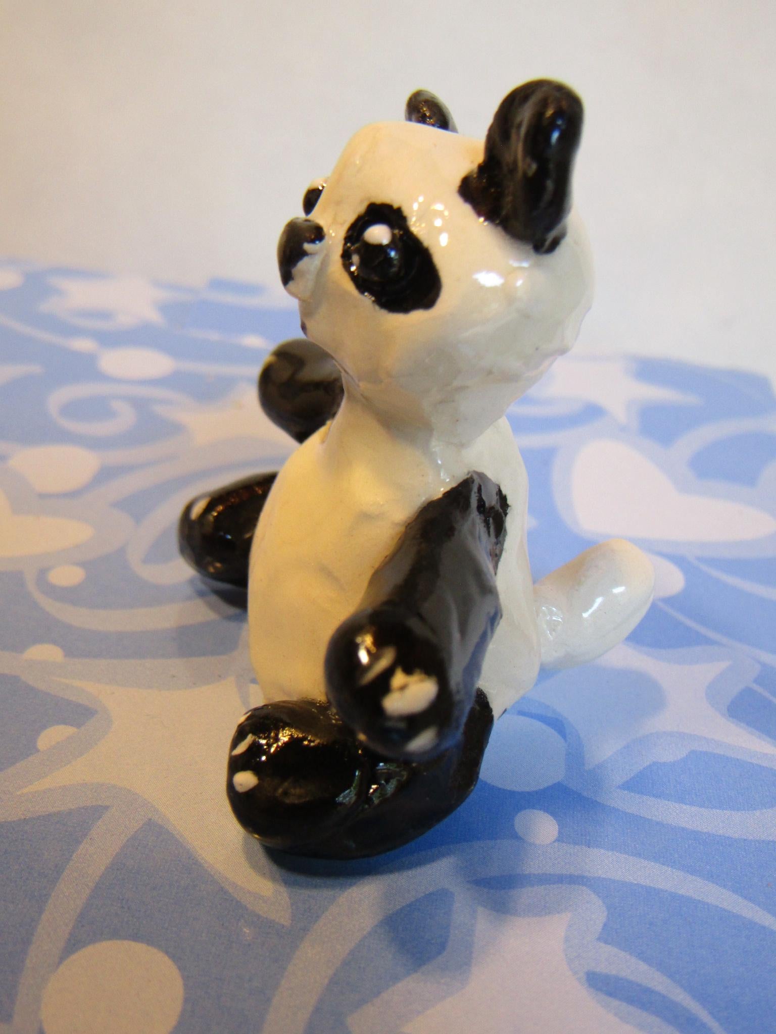 Bunny — WhimsiClay Baby Panda Figurine, Handmade by Amy Lacombe