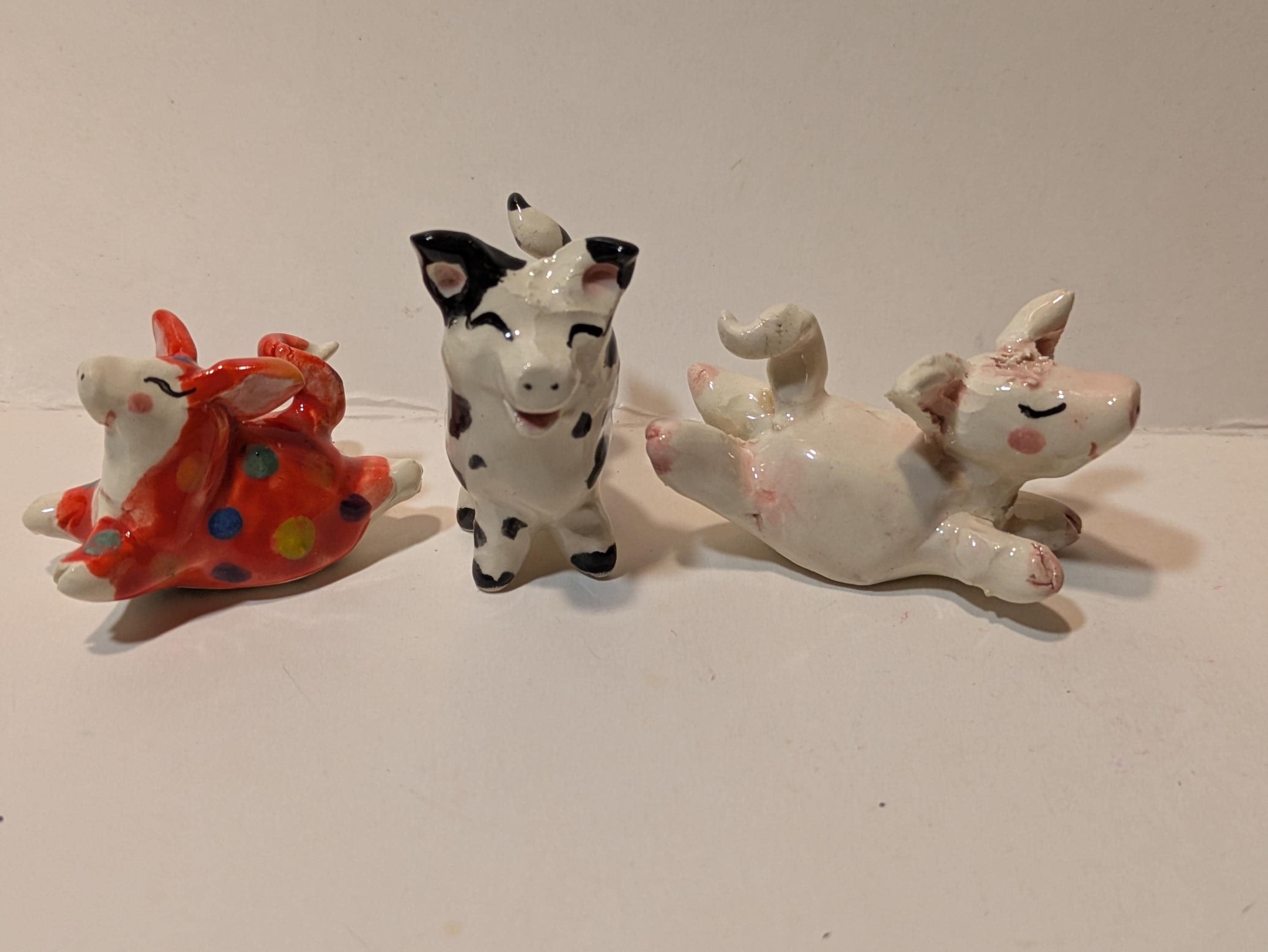 Pink Piggy Lili, WhimsiClay mini Sculpture