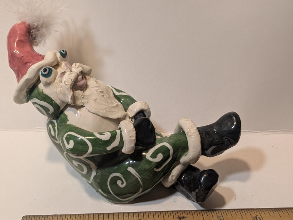 Frog Santa — Vintage WhimsiClay Ceramic Frog Figurine by Amy Lacombe