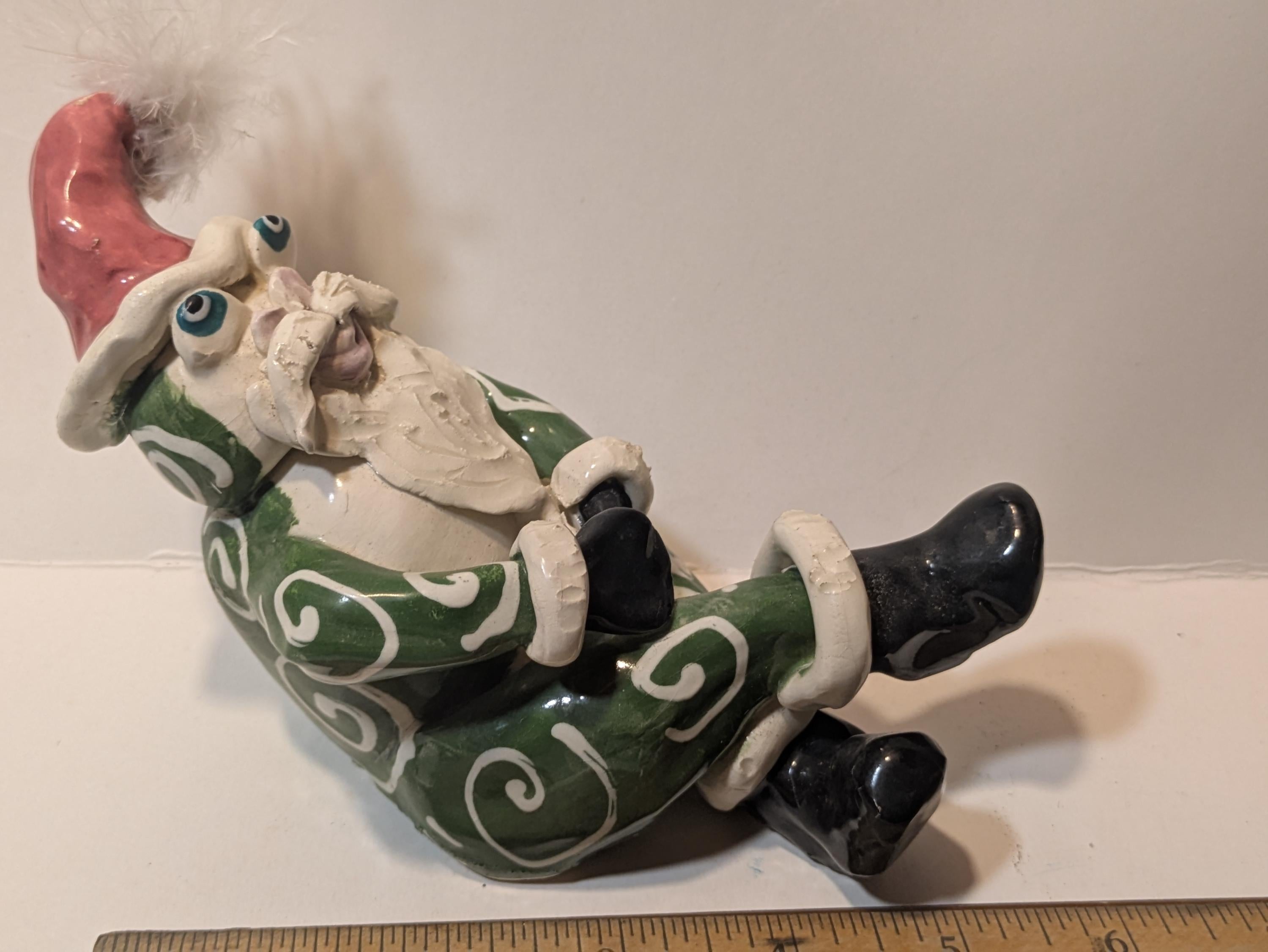 Frog Santa — Vintage WhimsiClay Ceramic Frog Figurine by Amy Lacombe