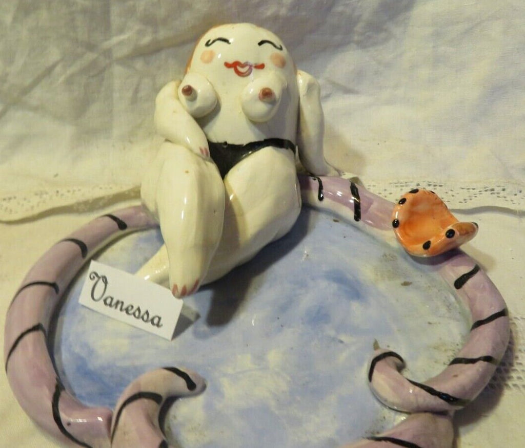 Vanessa — Vintage WhimsiClay Ceramic Ashtray, Rare 1999 Original by Amy Lacombe