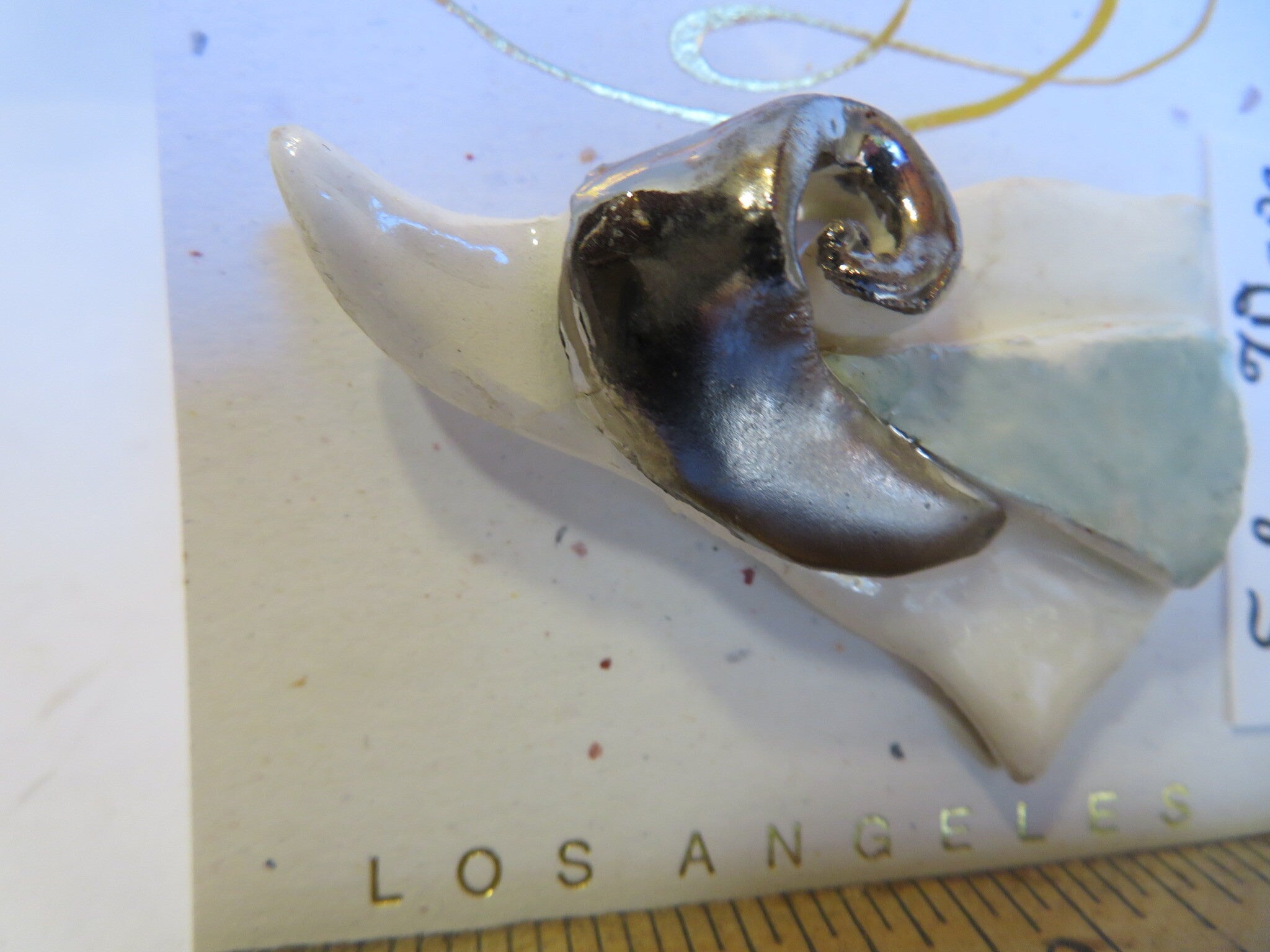 Silver Wave — WhimsiClay Brooch with Platinum Lustre & Matte Finish