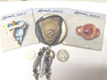 Set of 3 Unusual Pins — WhimsiClay Collage, Fiesta & Swarovski by Amy Lacombe