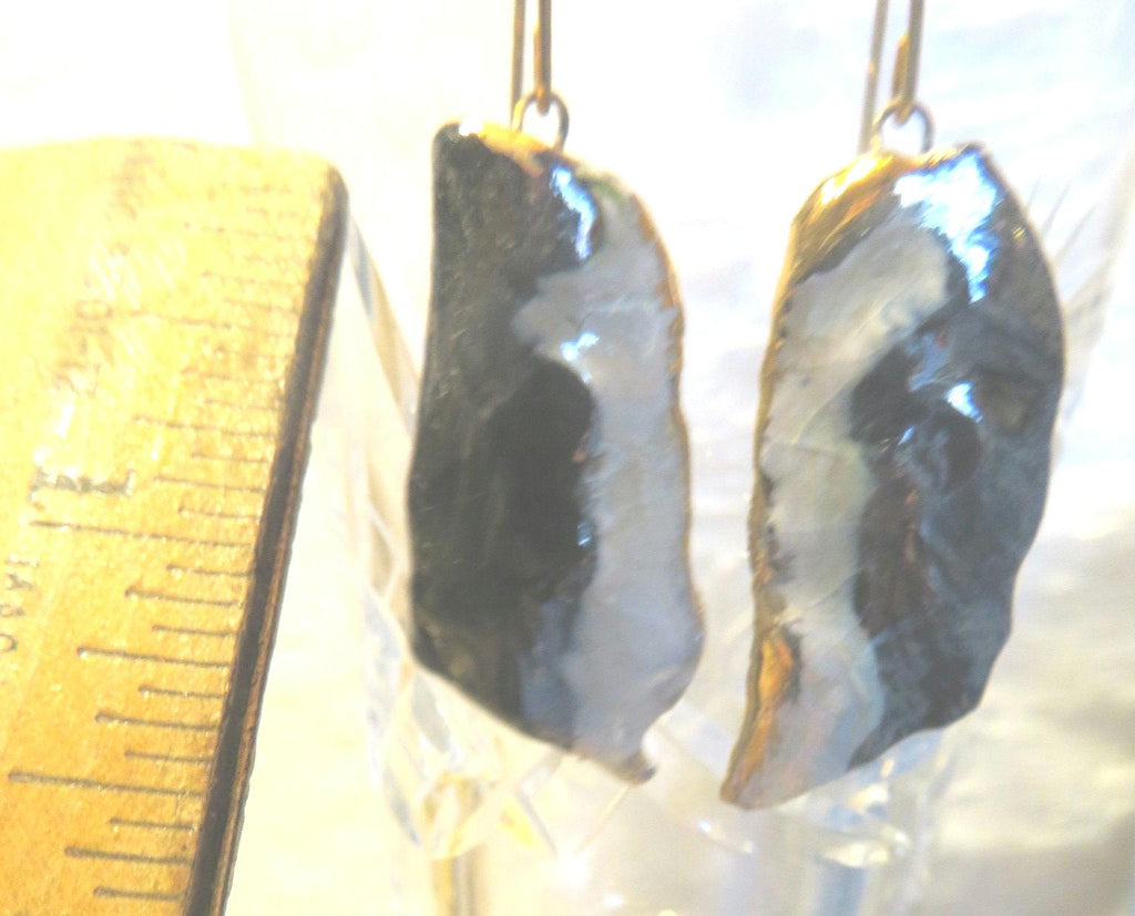 Black & White — Vintage Ceramic Earrings with 24K Gold Lustre Trim by Amy Lacombe