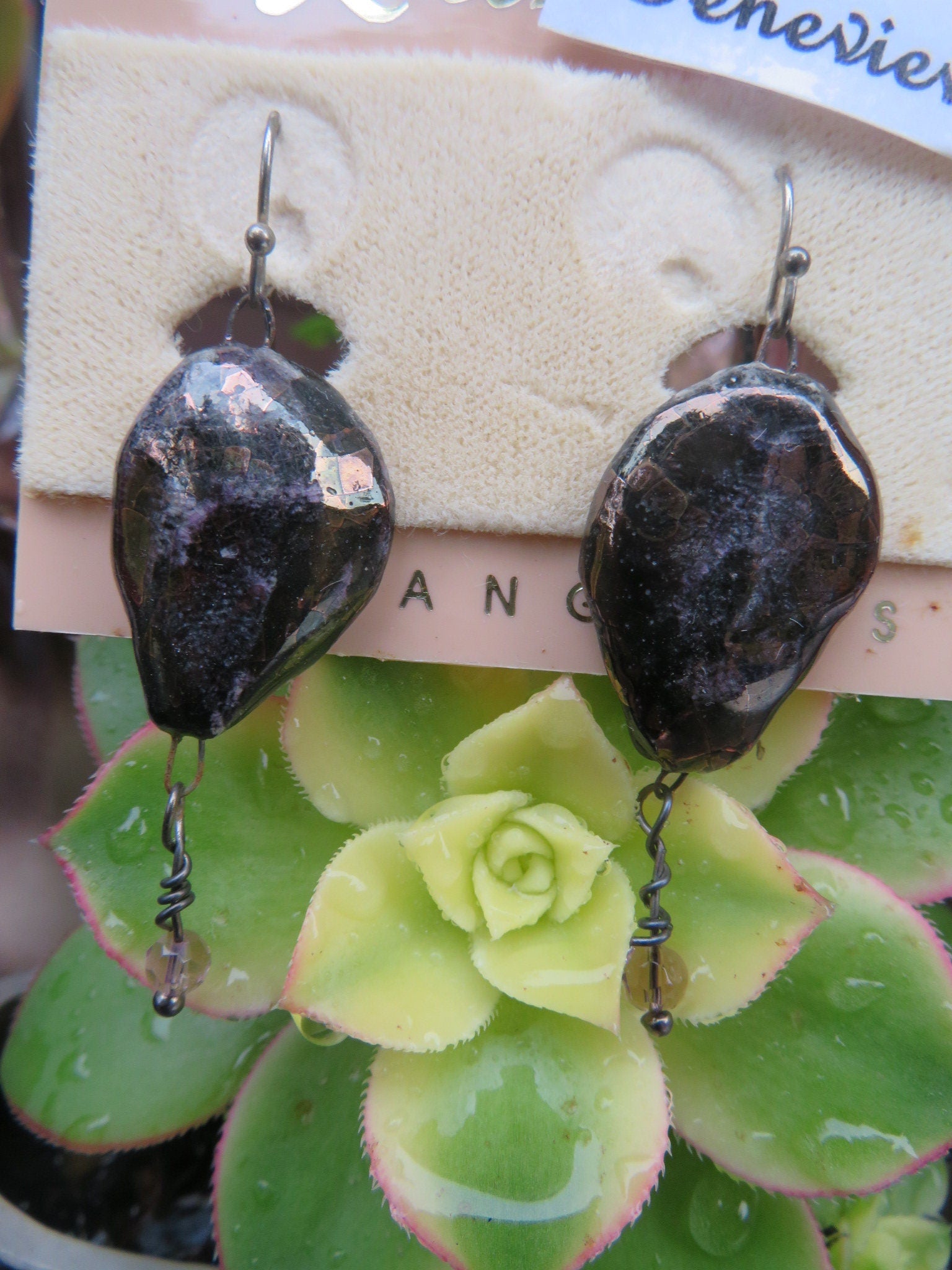 Genevieve — WhimsiClay Black Lustrous Earrings by Amy Lacombe