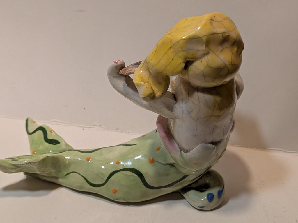 Noemi — Vintage WhimsiClay Mermaid Playing Violin, Signed by Amy Lacombe