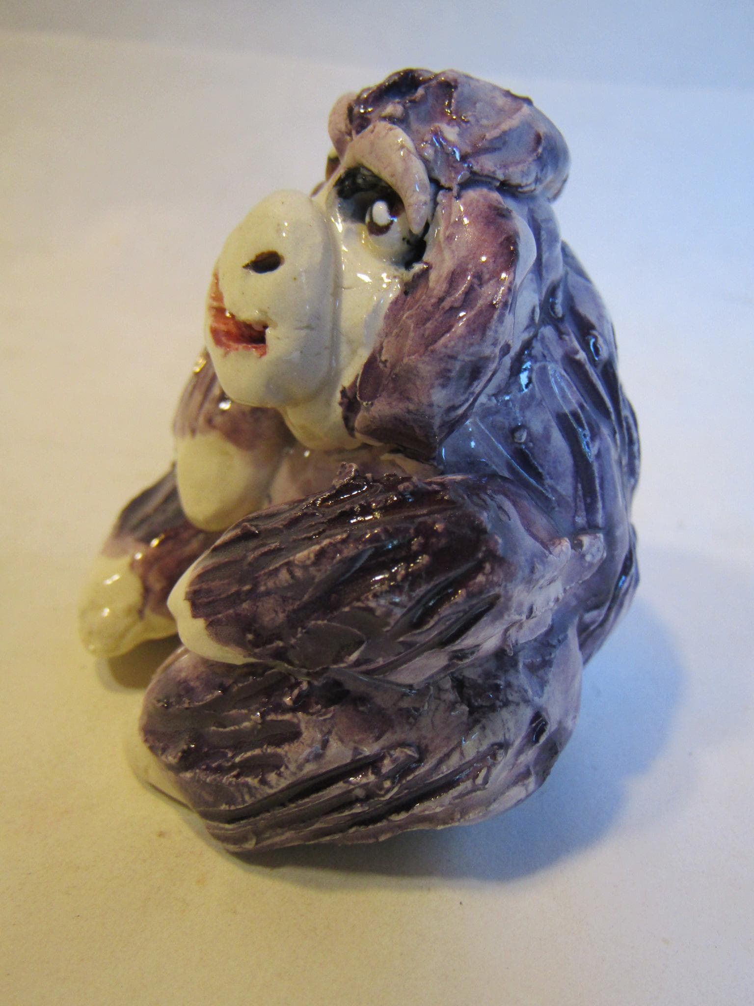 Camilla — WhimsiClay Purple Gorilla Mini Figurine by Amy Lacombe