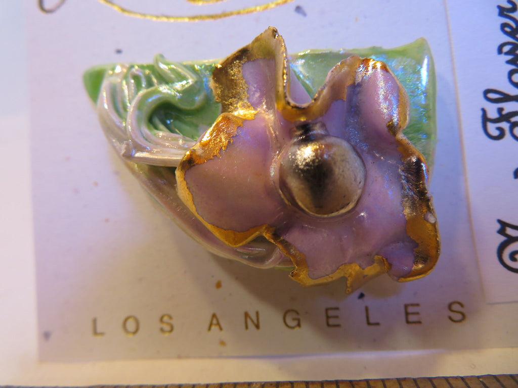 New Flower — WhimsiClay Multi-Pastel Gold-Trimmed Abstract Brooch