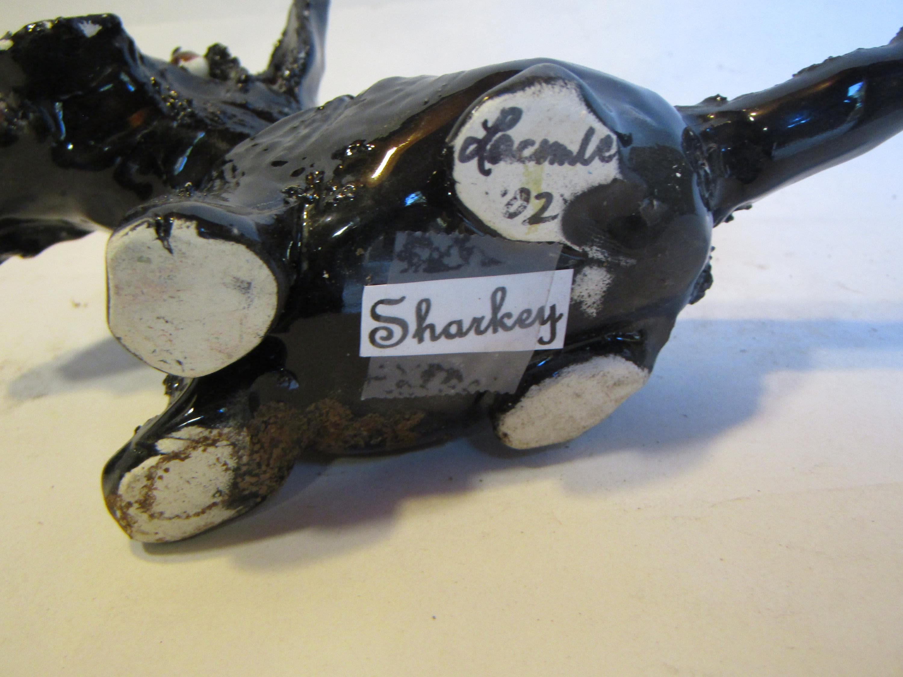 Sharkey — WhimsiClay One-of-a-Kind Scottish Terrier Sculpture by Amy Lacombe