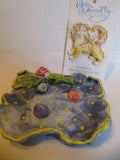 Blue Dotted Soap Dish — Vintage WhimsiClay Handmade Ceramic by Amy Lacombe, with Pin