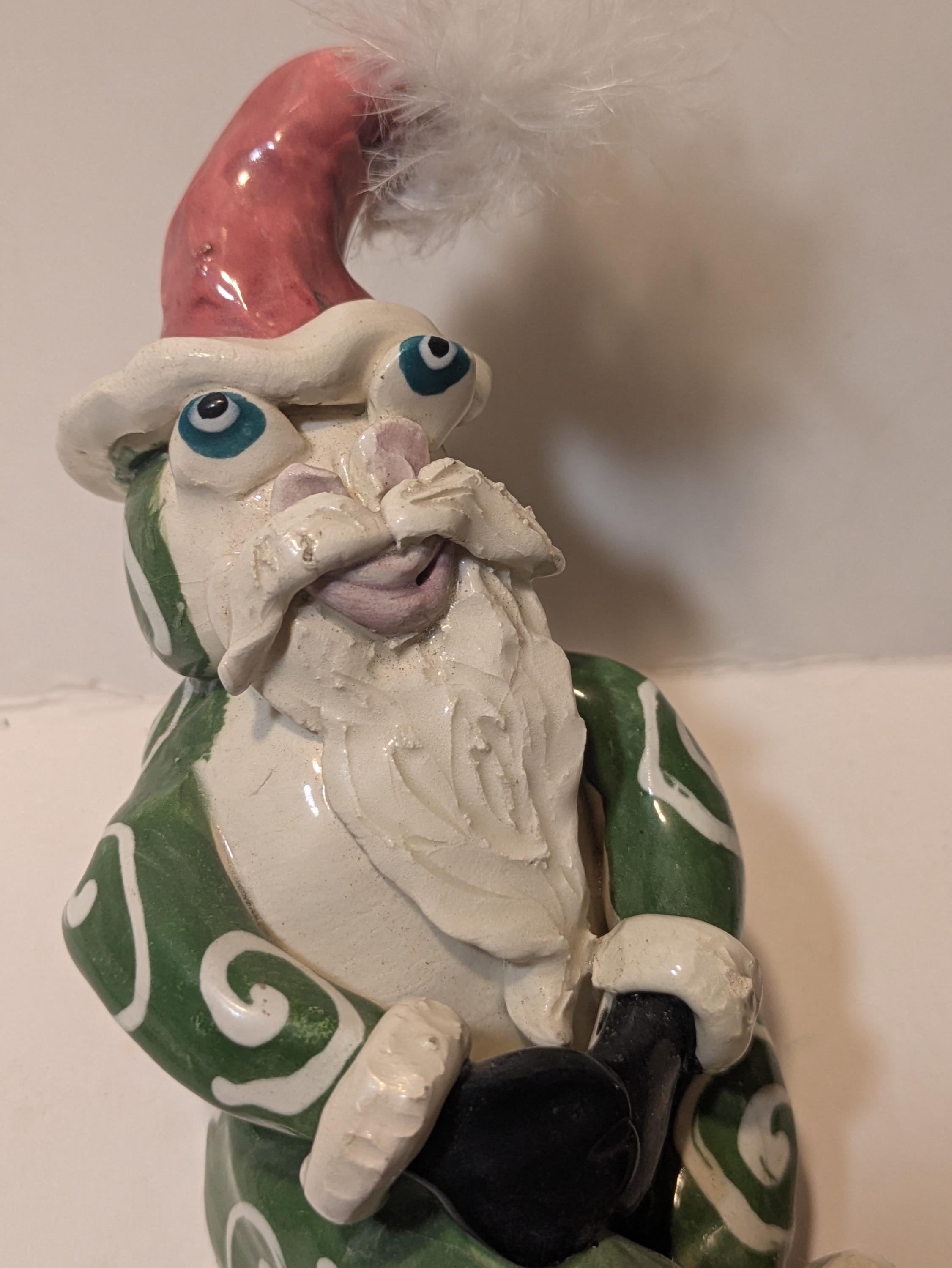 Frog Santa — Vintage WhimsiClay Ceramic Frog Figurine by Amy Lacombe