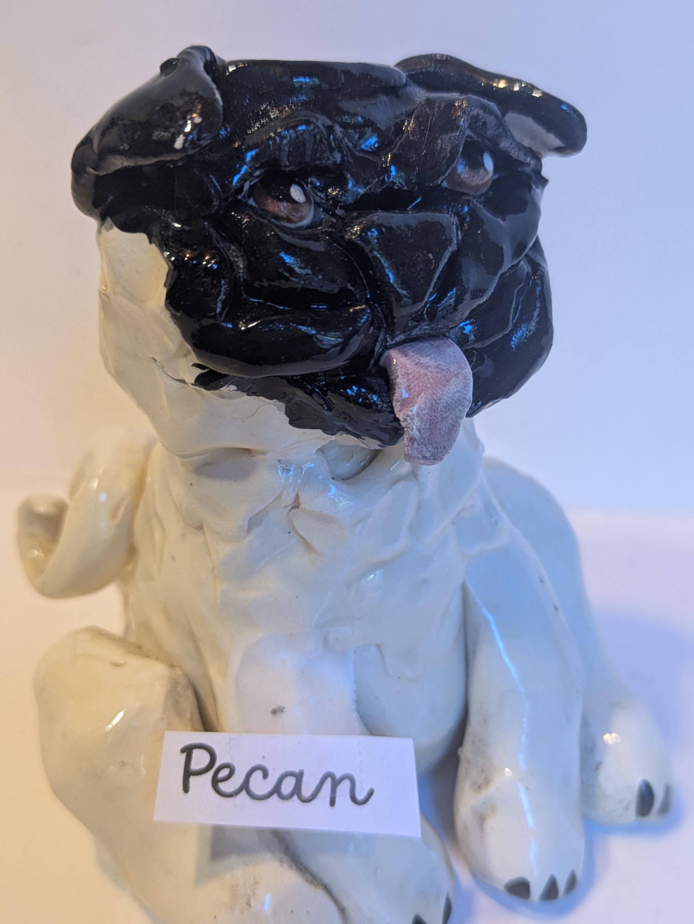 Pecan — WhimsiClay Vintage Pretty Little Pug Sculpture by Amy Lacombe