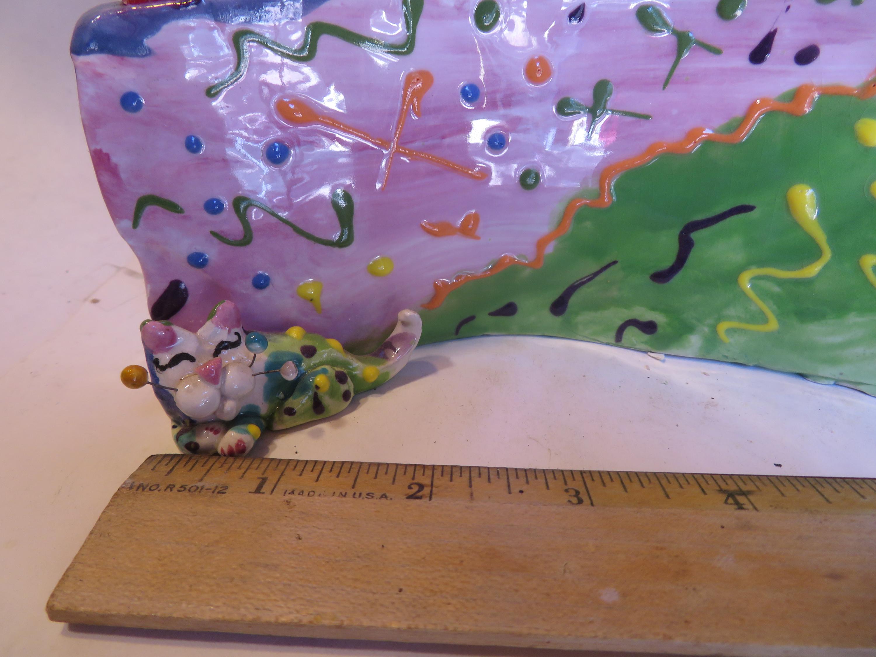 Cat Menorah — WhimsiClay Colorful Handmade Rare One-of-a-Kind by Amy Lacombe