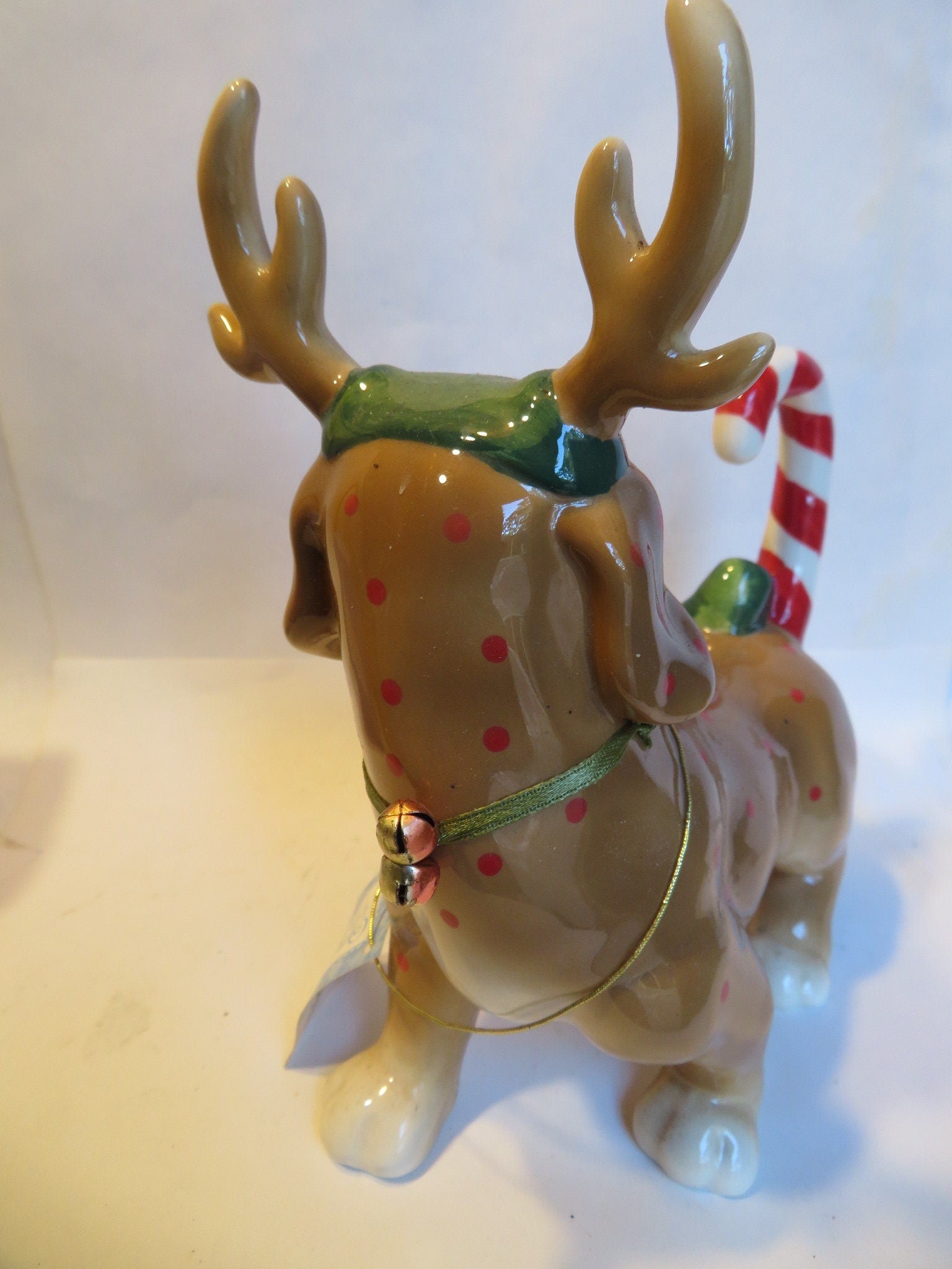 Dash — WhimsiClay Reindeer Dog Figurine by Amy Lacombe, with Dog Pins