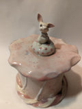 Tiny White Bunny — Vintage WhimsiClay Covered Jar by Amy Lacombe