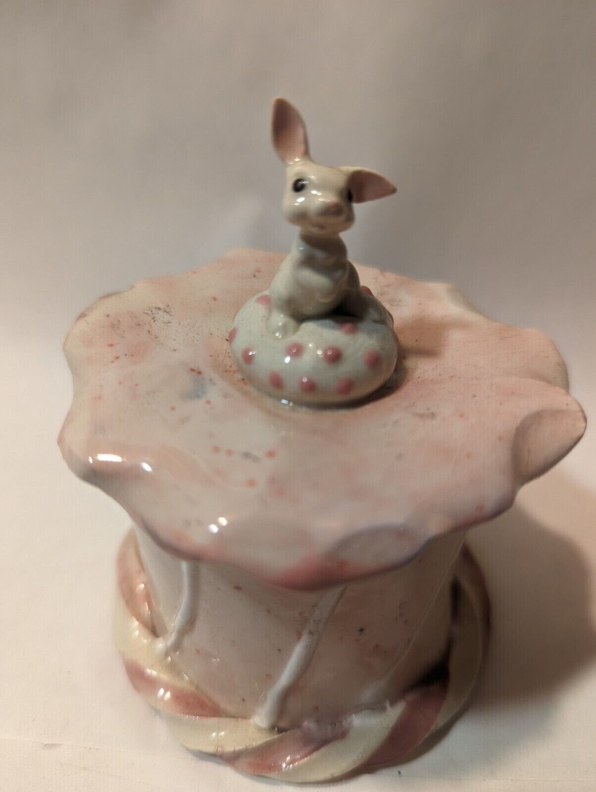 Tiny White Bunny — Vintage WhimsiClay Covered Jar by Amy Lacombe