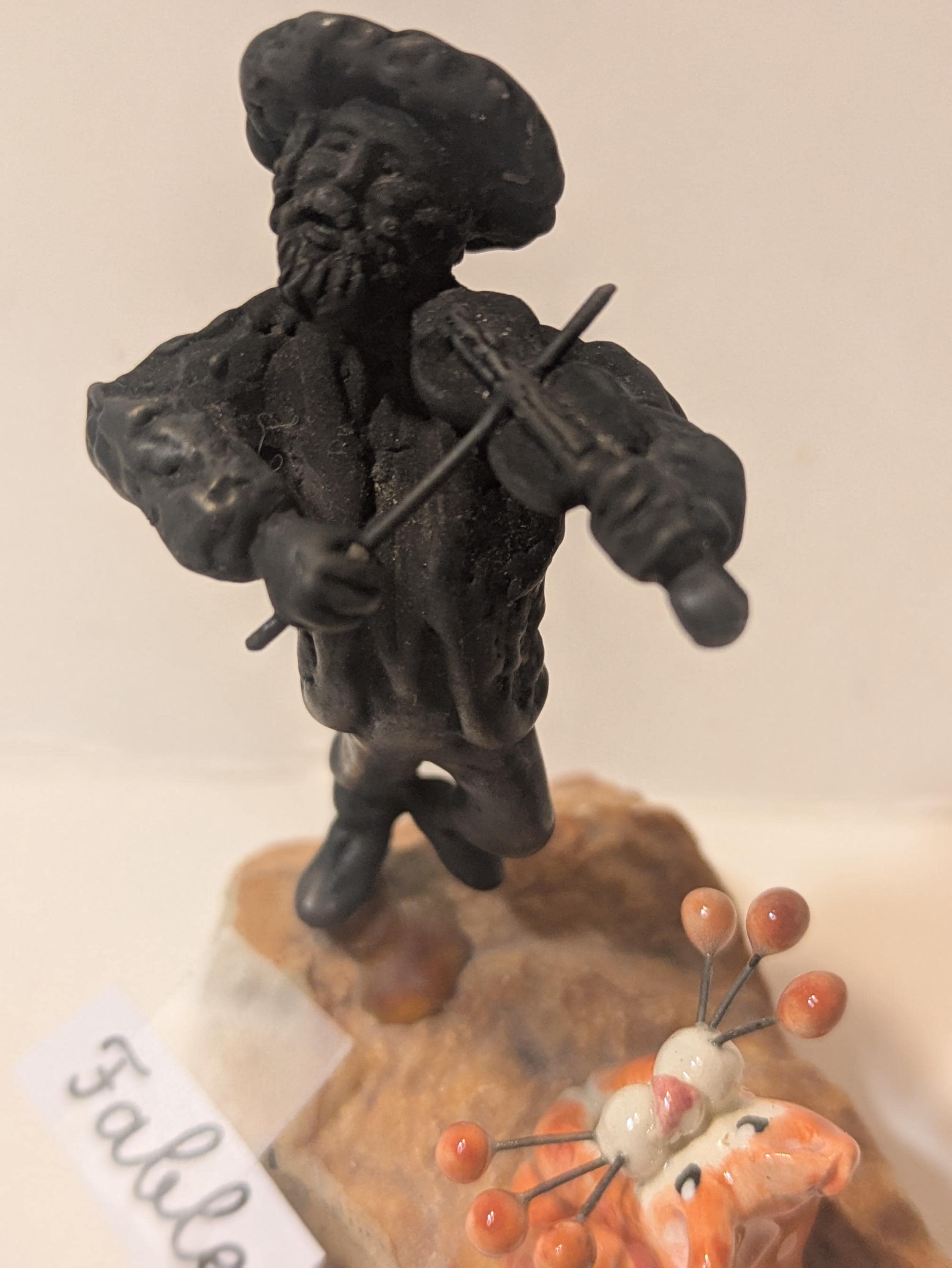 Fable & Fiddler – WhimsiClay Cat with Violin Player Handcrafted by Amy Lacombe