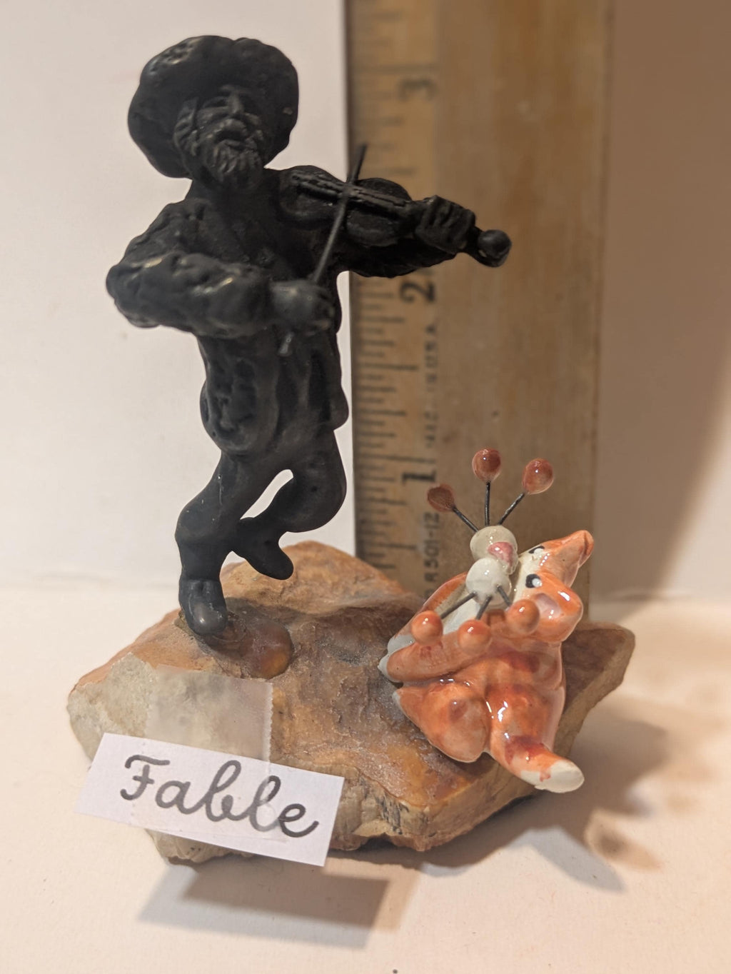 Fable & Fiddler – WhimsiClay Cat with Violin Player Handcrafted by Amy Lacombe