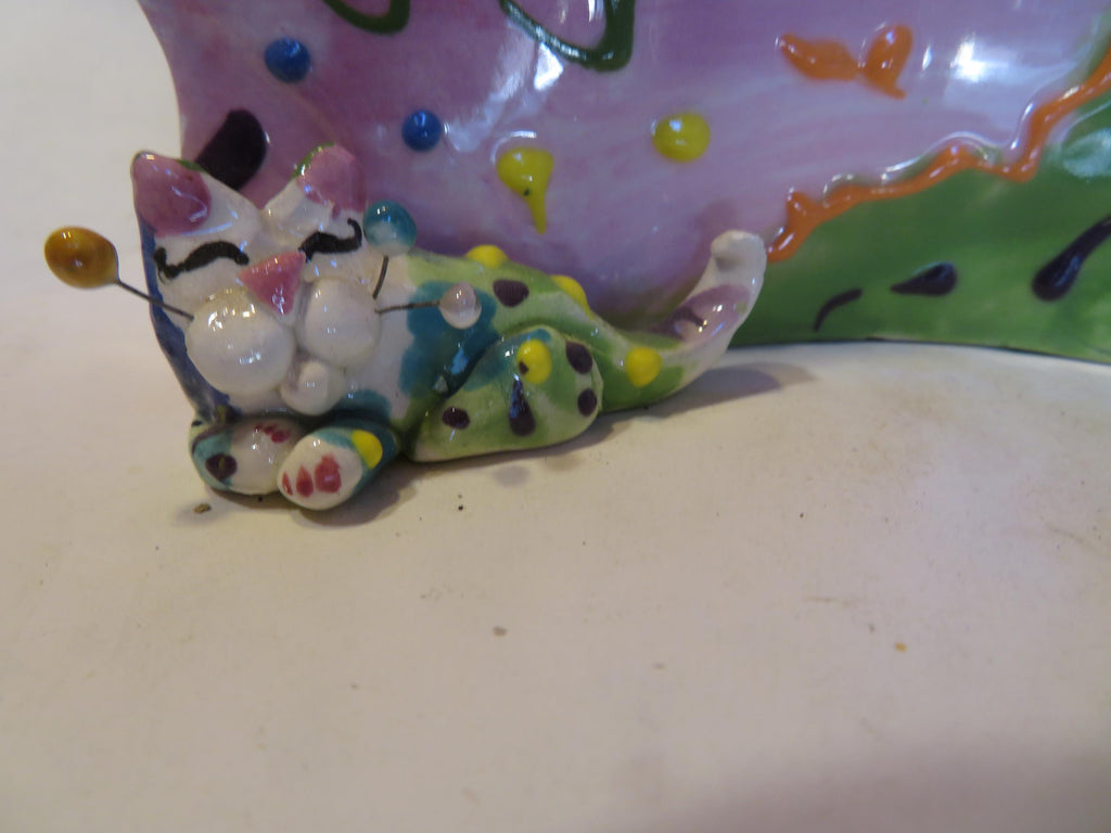 Cat Menorah — WhimsiClay Colorful Handmade Rare One-of-a-Kind by Amy Lacombe