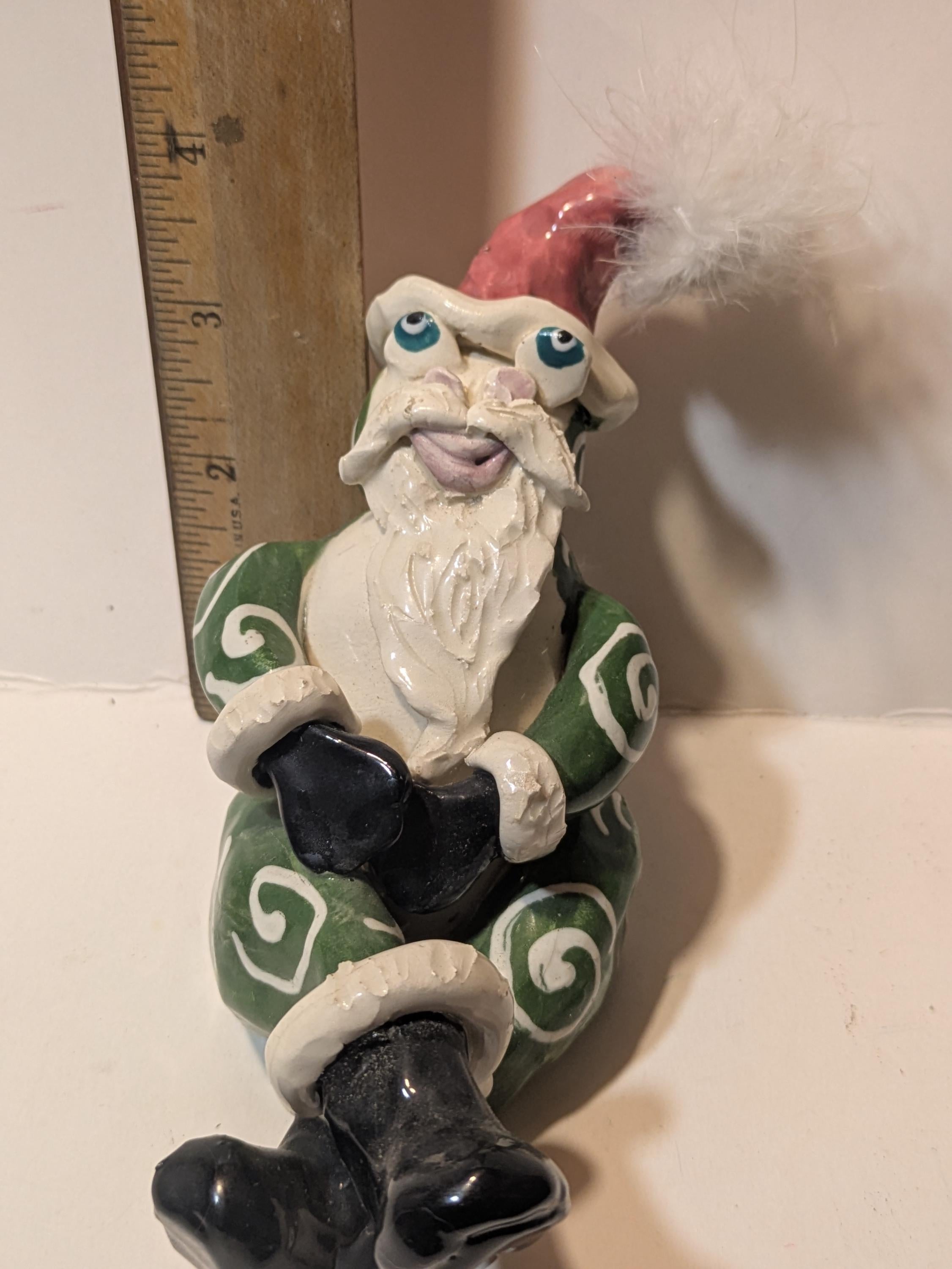 Frog Santa — Vintage WhimsiClay Ceramic Frog Figurine by Amy Lacombe