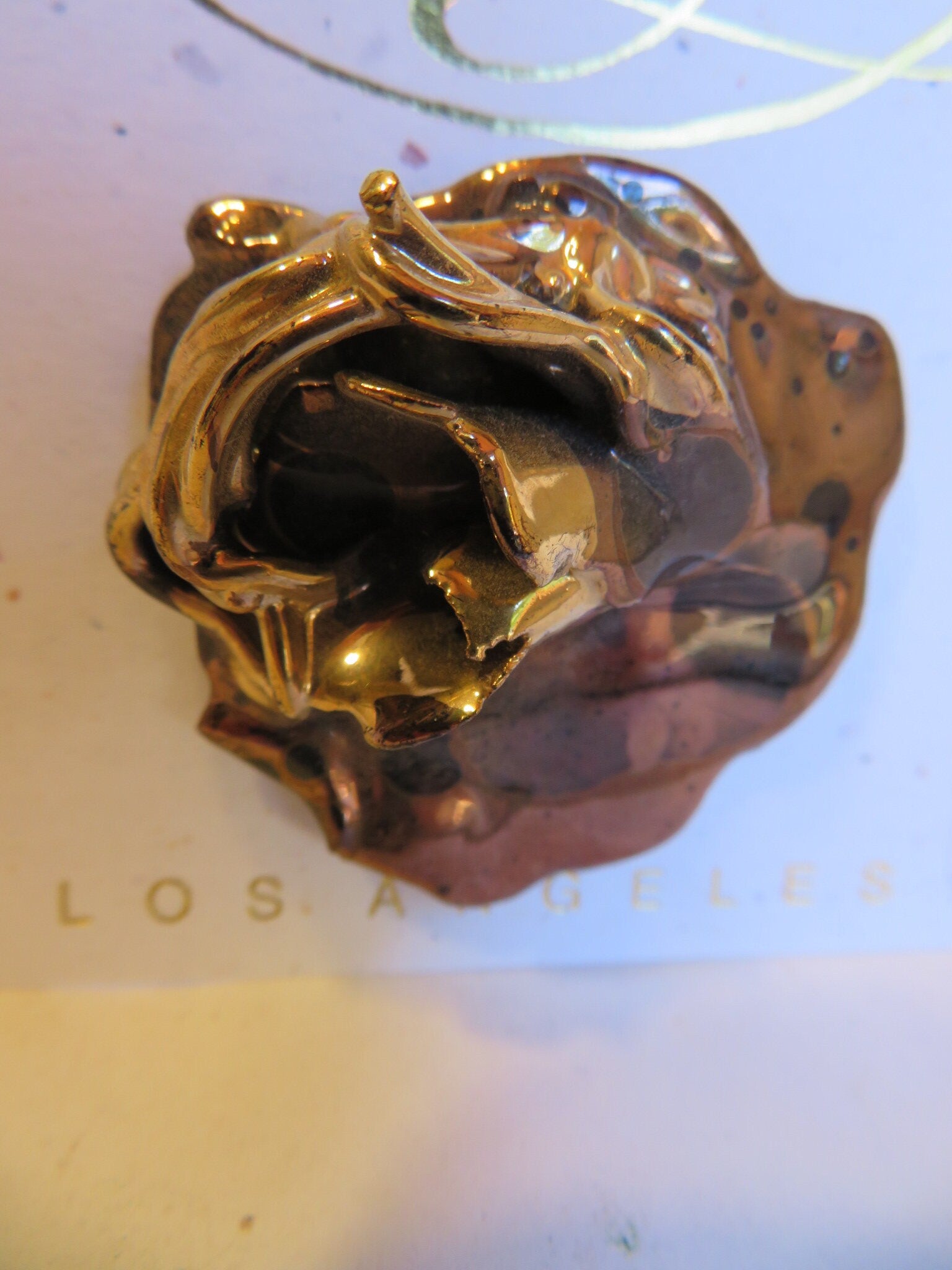 Bronze Medal — WhimsiClay Brooch with Gold & Metallic Halo Luster Finish
