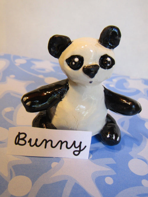 Bunny — WhimsiClay Baby Panda Figurine, Handmade by Amy Lacombe