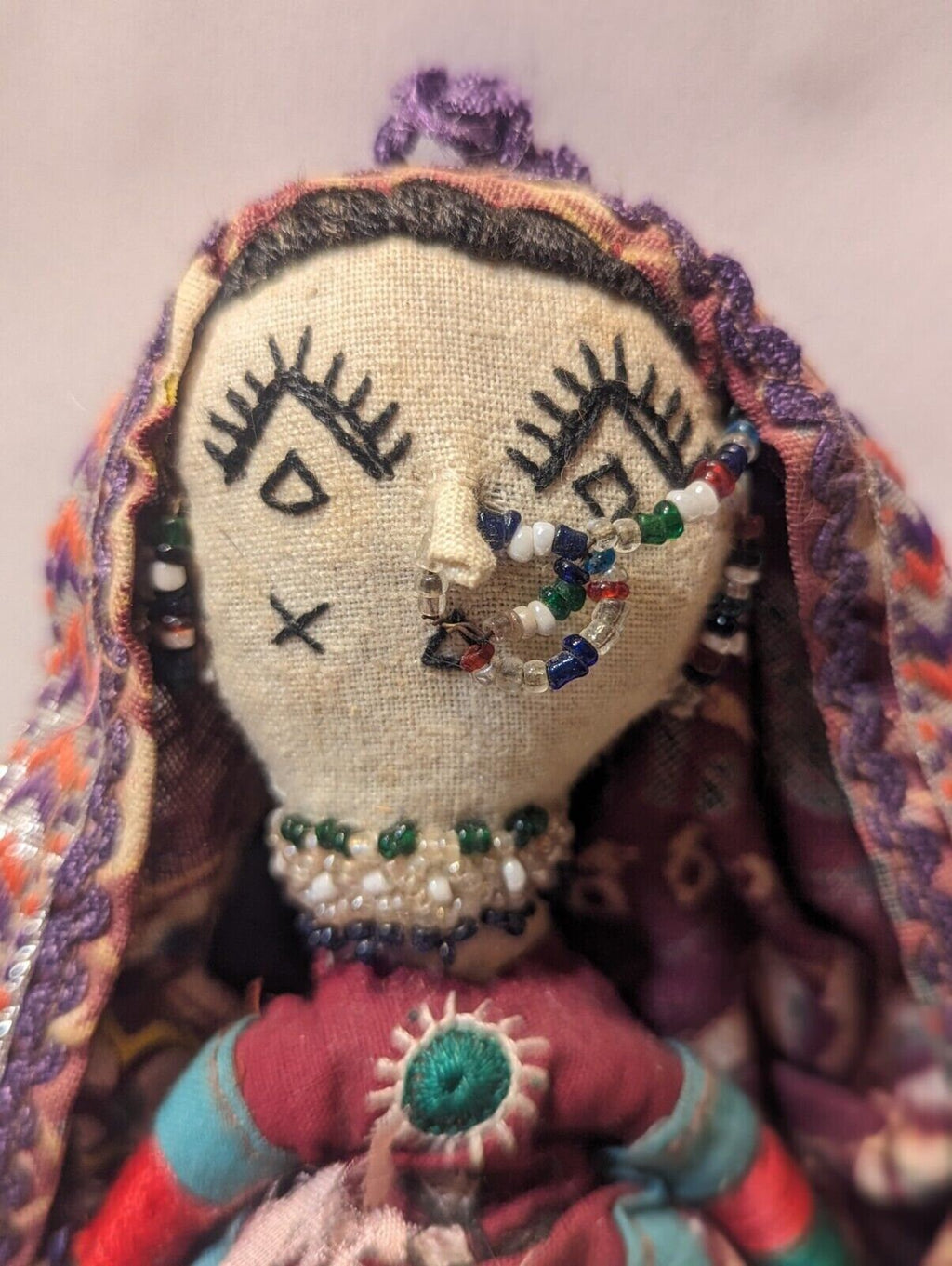 Handmade Indian Doll – Vintage Fabric Figurine with Jewelry