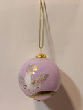Peace Dove — Vintage Lavender Hand-Painted Glass Ornament in Purple Velvet Box