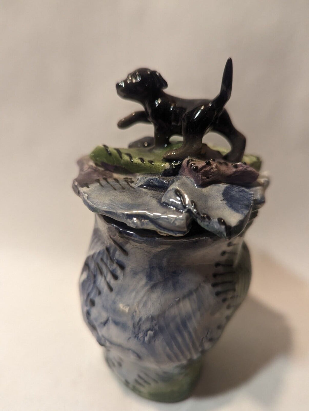 Labrador Puppy — Vintage WhimsiClay Covered Jar by Amy Lacombe, with Gift
